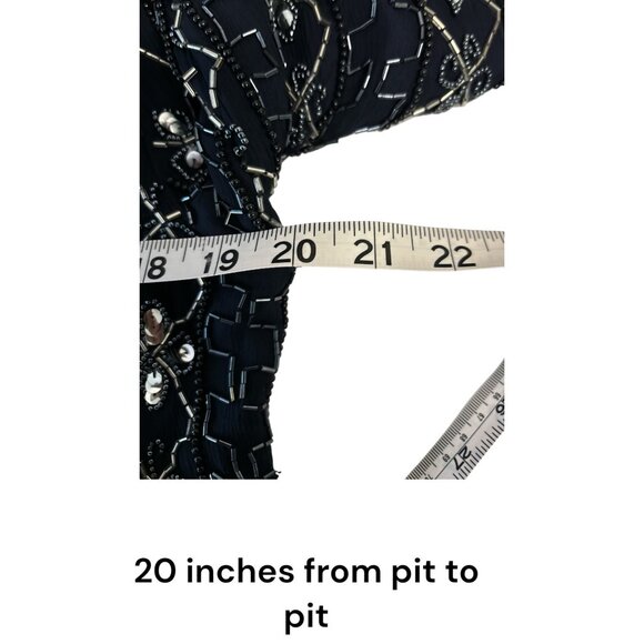 Vintage Scala Beaded Silk Jacket Navy/Gold Size L Made In India - Picture 5 of 6